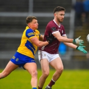 Eoghan Kelly, Galway, and Conor Cox, Roscommon, in Allianz Football League Division One action at Pearse Stadium. Photo by Ray Ryan/Sportsfile